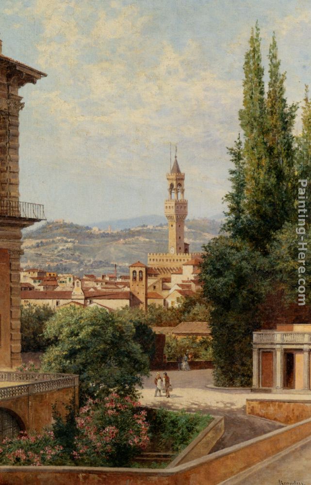 View of the Palazzo Vecchio in Florence painting - Antonietta Brandeis View of the Palazzo Vecchio in Florence art painting